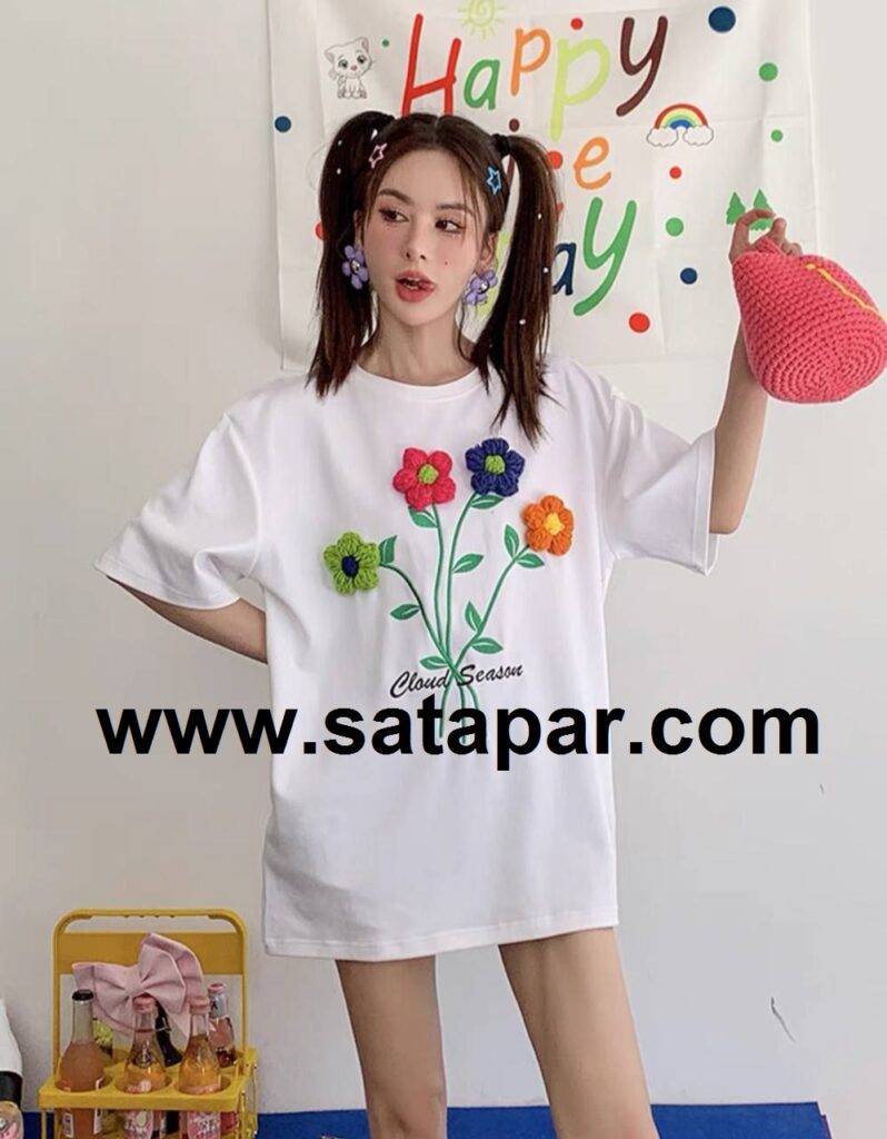 تیشرت نخپنبه رنگ صورتی پررنگ سایز3ایکس لارج