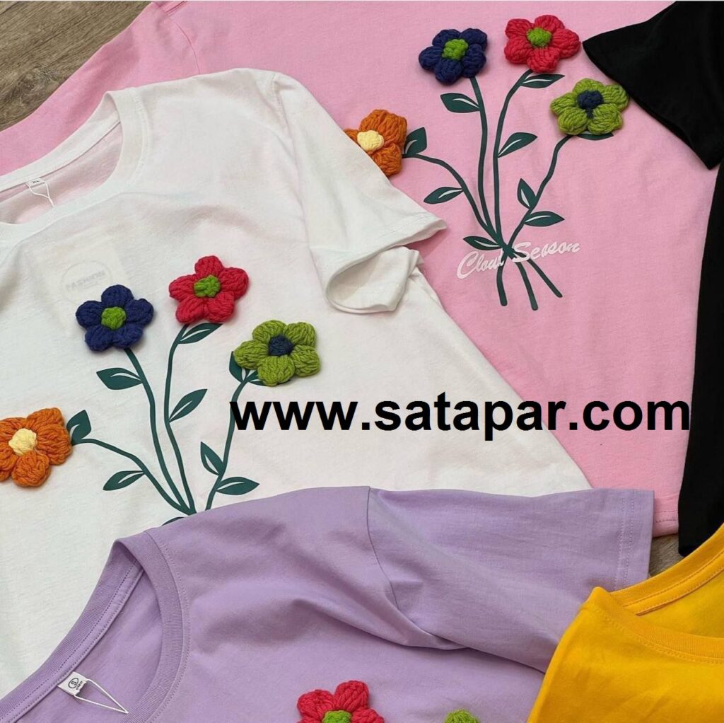 تیشرت نخپنبه رنگ صورتی پررنگ سایز3ایکس لارج